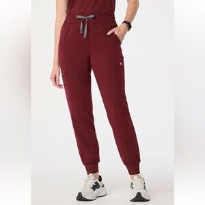 FIGS BURGUNDY HIGH WAISTED JOGGER